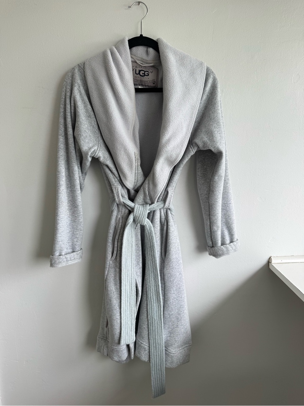 UGG Women's Light Gray Plush Robe with Shawl Collar